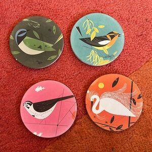 Charles/Charley Harper Feathered Friends Absorbent Stone Coaster Set